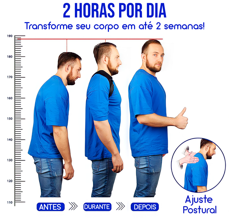 Corretor Postural Magnético Ajustável - Coluna, Ombro, Lombar e Clavícula